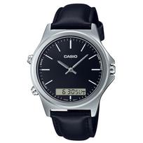 Casio Analoginis Skaitmeninis Juodas Ciferblatas Odinis Dirželis MTP-VC01L-1E MTPVC01L-1 Vyriškas Laikrodis juoda