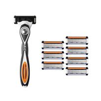 Lazy Society razor set, shaving handle + 5-blade cartridge 8p, 1 set gray