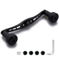 HEIGHTEN 12092mm Bait Reel Handle 24mm TPE Knob Shimano Daiwa Abu Garcia General Bait Reel TPE Series (120mm-Black & Gunmetal (Cap)) (439) black