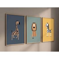 3 vnt./rinkinys Žirafa Liūtas ir Zebras Gyvūnai Drobės Spaudinys Safari Sienos Menas Darželio Plakatas Moderniam Svetainei Darželiui Namų Dekoras 30X40CM No Framed