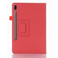 Planšetinio kompiuterio dėklas, skirtas Samsung Galaxy Tab S7 Plus 12,4 colio 2020 SM-T970 SM-T975 PU odinis plonas sulankstomas Litchi dangtelis, skirtas Tab S7 11 colių T870 T875 rašiklis + stiklas For S7 T870 T875 T876 raudona