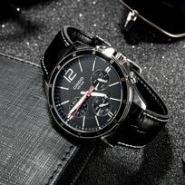 CASIO Pair Watch Series-LTP Couple Pair Watch Quartz Genuine Leather Steel Strap Men and Women Same Style Black Dial MTP-1374L-1A<P-1183A-7A juoda