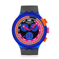 Swatch NEON PARTY TO THE MAX SB06N102 Juodas riešinis laikrodis, mėlyna