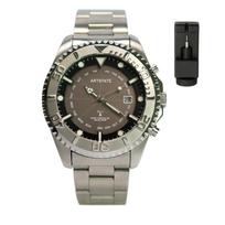 ARTSTATE AS0259D Men's Solar Radio Watch, Date Display, Stainless Steel, Long Life, 100M Waterproof (BLACK) juoda