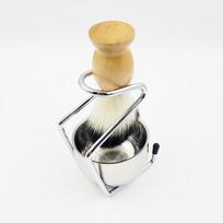 Skutimosi putų šepetėlis + putų maišymo dubenėlis + stovas, 1 vnt. beige