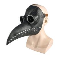 Steampunk Plague Doctor Latex Mask with Large Bird Beak Full Face Halloween Cosplay Prop for Party & Masquerade Ball black
