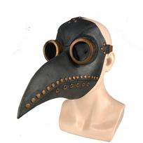 Steampunk Plague Doctor Latex Mask with Large Bird Beak Full Face Halloween Cosplay Prop for Party & Masquerade Ball black
