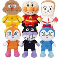 SEGA TOYS Anpanman Prichi Beans S Plus 6 pliušinių žaislų rinkinys Anpanman Shokupanman Curry Panman Baikinman Dokin-chan Kokin-chan black
