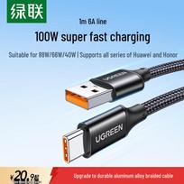 UGREEN 100W USB-A to Type-C Fast Charging Braided Cable gray