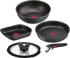 Tefal puodų ir keptuvių rinkinys su nuimamomis rankenomis, tinkamas naudoti su indukcine ir dujine virykle, lengvas ir paprastas naudoti, nors ir pagamintas be kenksmingų medžiagų, tokių kaip pilka spalva