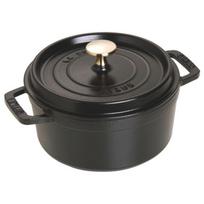 staub Apvali Cocotte Juoda Dviejų Rankenų Ketaus Emaliuotas Puodas IH Suderinamas Japoniškas Produktas su Serijos Numeriu Apvali Cocotte  Pico 18cm  [Autorizuotas Numeris] black
