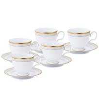 Noritake puodelis su lėkštute 250cc Hampshire Gold 5 vnt. Fine Porcelain & (Kava Arbata) F91988/4335 white