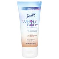 Secret, Viso kūno dezodorantas, Aliuminio neturintis nematomas kremas, Persikų + Vanilės žiedų, 3 uncijos (85 g) white