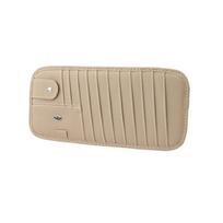Car CD Case Holder Vehicle Sun Visor Organizer with DVD Storage Sleeves Pen Sunglasses Holder Card Pockets smėlis