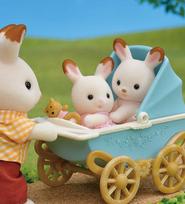 Sylvanian Families Chocolate Rabbit Twins & Stroller Set 5432 white