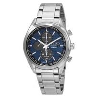 SEIKO 100m waterproof solar Quartz Steel Strap 41.4mm men's watch blue dial SSC801 mėlyna