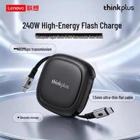 Lenovo ThinkPlus 240W Retractable Dual USB-C Fast Charging Cable white