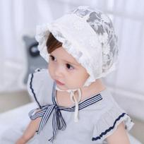 Two-sbuck dandelion lace bonnet, 48cm, white, Popular baby clothes in Korea beige