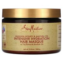 „SheaMoisture“, manukos medaus ir mapuros aliejaus intensyviai drėkinamoji plaukų kaukė, 310 ml (326 g) black