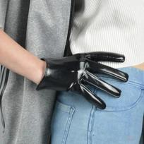 Ypač ilgos 70CM lakuotos odos pirštinės moterims, ryškiai juodos, dirbtinės odos PU, šiltos, pasirodymams, fotografijai, Cosplay, nemokamas pristatymas M black
