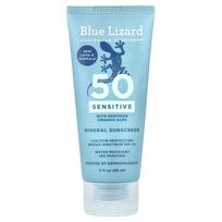 Blue Lizard Australijos apsauginis kremas nuo saulės, jautriai odai, mineralinis, SPF 50, 89 ml (3 fl uncijos) white