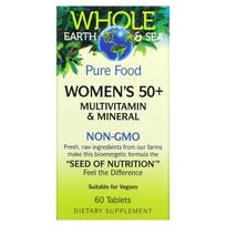 Natural Factors, Whole Earth & Sea, Multivitaminai ir mineralai moterims virš 50 metų, 60 tablečių