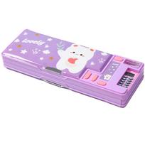 LilyBeauty Multifunctional Pencil Case with Calculator and Great Study Great Gift for Kids and Teens Pop-Up Cutter, Supplies, (Purple) pink