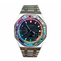 CASIO Unisex Skystųjų kristalų, Analoginis dvigubo ekrano serija 44mm Juodas laikrodis GA-2100-1A1(Žiūrėti 3--) black