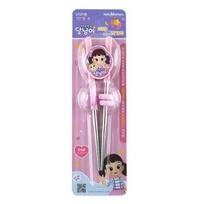 Twinkle Dalnim corrective left hand stainless steel chopsticks level 1, 1 piece pink