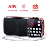 Nešiojamas FM radijas Rankinis Kišeninis HIFI Stereo Garsiakalbis Orų Bluetooth Skaitmeniniai Radijo Imtuvai Įkraunamas USB raudona