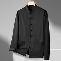 Men's Plus Size Chinese Style Mandarin Collar Tai Chi Shirt 7XL juoda
