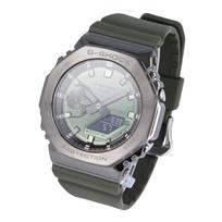 CASIO G-SHOCK GM-2100B-3A Metal Covered Gray Gunmetal Case Green Dial Men's Analog-Digital Watch Steel Bezel Octagon Design Tough Stylish gray