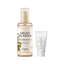 Skinfood [Heat Protection] Argan Oil Repair Plus Heat Serum in Oil (110ml) + Gift (Travel Shampoo 50ml) white