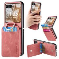 Odinis piniginės telefono dėklas, skirtas „Motorola Moto Razr 60 50 40 Ultra“ kortelių laikikliui, apsauginis deimantinis žiedas, atsparus smūgiams. Moto Razr 60 Ultra beige