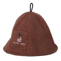 [Totonoi Japan] Sauna Hat - Cotton, Quick-Dry, Deep-Fit, Towel Fabric, Prevents Overheating, With Key Pocket, Hair Care, Unisex (Brown) brown