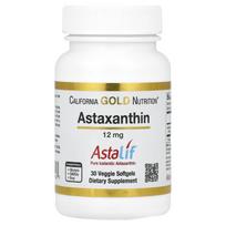 California Gold Nutrition, Astaksantinas, AstaLif Pure Islandiškas, 12 mg, 30 daržovių minkštųjų kapsulių