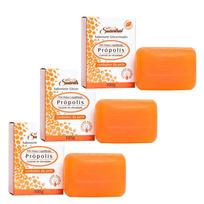 Propolis Soap Acne Soap Honey Highly Moisturizing Natural Antibacterial Brazil 100g Suavitrat Sabonete, 3 pieces beige