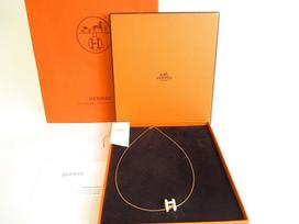 Autentiškas HERMES White Pop Ash H paauksuotas kaklo pakabukas #a099 Refurbished