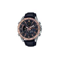 Casio EDIFICE 100 meters waterproof, solar quartz movement, leather strap, Japanese and Korean watch, men's watch, black dial ECB-900GL-1B juoda
