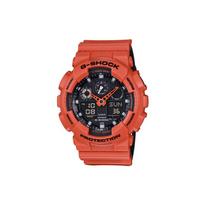 CASIO Vyriškas Juodas Laikrodis su Skystųjų Kristalų/Analoginiu Dvigubu Ekranu Serija GA-100L-4A GA-100L-4A Orange Watch Bands black