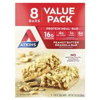 Atkins Baltyminis batonėlis, Žemės riešutų sviesto granola, 8 batonėliai, 48 g (1,69 uncijos) kiekviena