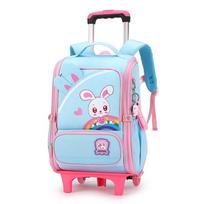Li Shen Kids' 2-Wheel Trolley School Backpack for Grades 3-6 white