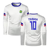ATOM mokykla Nansheng Alyvuogių ir Benji rinkiniai Futbolo marškinėliai Animacija Kapitonas Ilgomis rankovėmis Vyriški marškinėliai Tsubasa marškinėliai Vaikams/Suaugusiems T-shirt XL gray