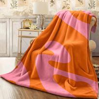 1 vnt. minkštas, jaukus flanelės pledas, oranžinės ir rožinės spalvos raštai, kelionei, stovyklavimui, dekoratyvinis užtiesalas, svetainei, biurui, kėdei Size: 150*200cm, Weight: 320 GSM