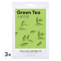 Missha Airy Adhesive Sheet Mask Green Tea, 1 pack, 3 pieces green