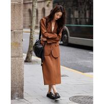 Elegant H-Line Midi Skirt S plytų raudona spalva
