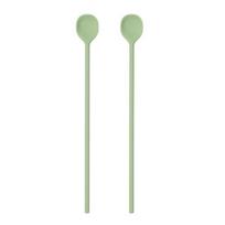 Kitchen Factory Pastel Premium silikoninis grūstuvas ilgas šaukštelis, šalavijų žalias, 2 vnt., populiarūs korėjietiški indai beige
