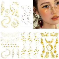 SoPeep Glitter Tattoo Sticker Gold Halloween Club, 1 Set, Shining beige