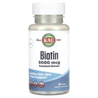 KAL, biotin, sustained release, 5,000mcg, 60 tablets