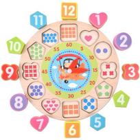 Oz Toy Tick Tock Tock Wooden Shape Clock Puzzle Set YMF5023 Korean childrens toys white